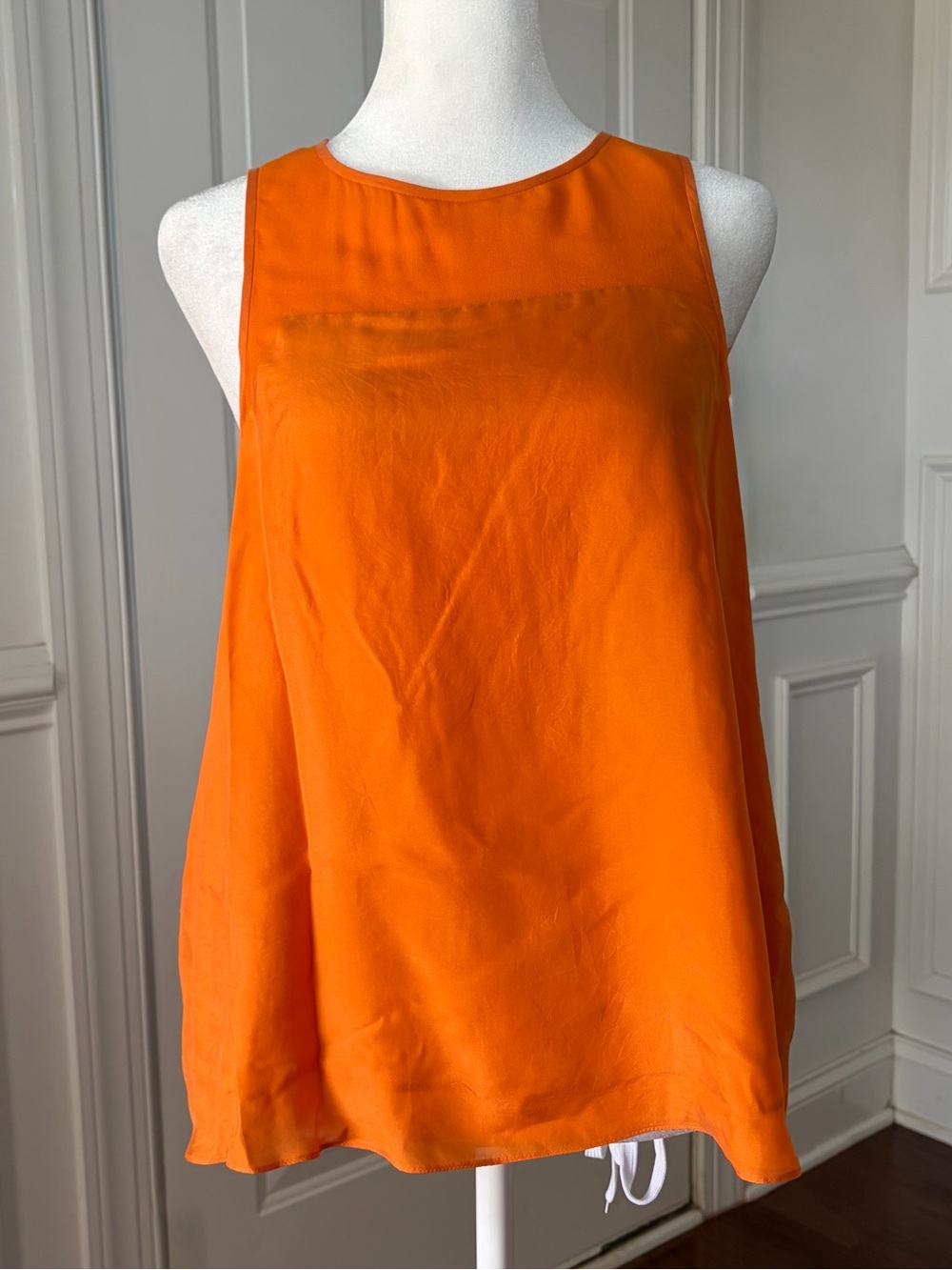 TIBI Orange Silk Sleeveless Swing Top Size 8